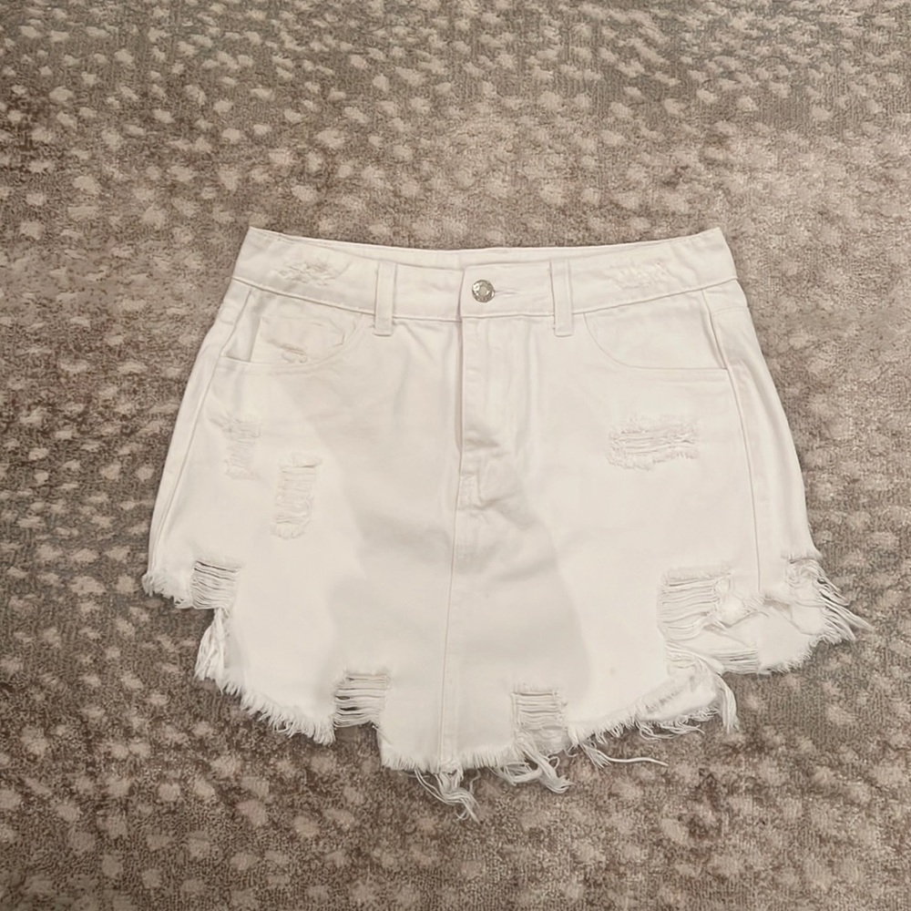 White jean skirt